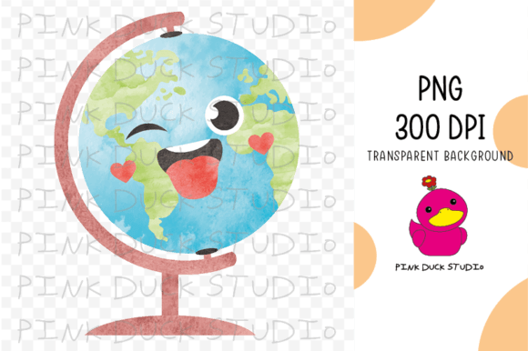 Watercolor Globe Earth Graphics for Crafts
